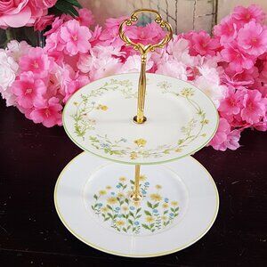 Handmade 2-Tier Stand Tea Party Dessert Jewelry Trinket Tray Christmas Gift